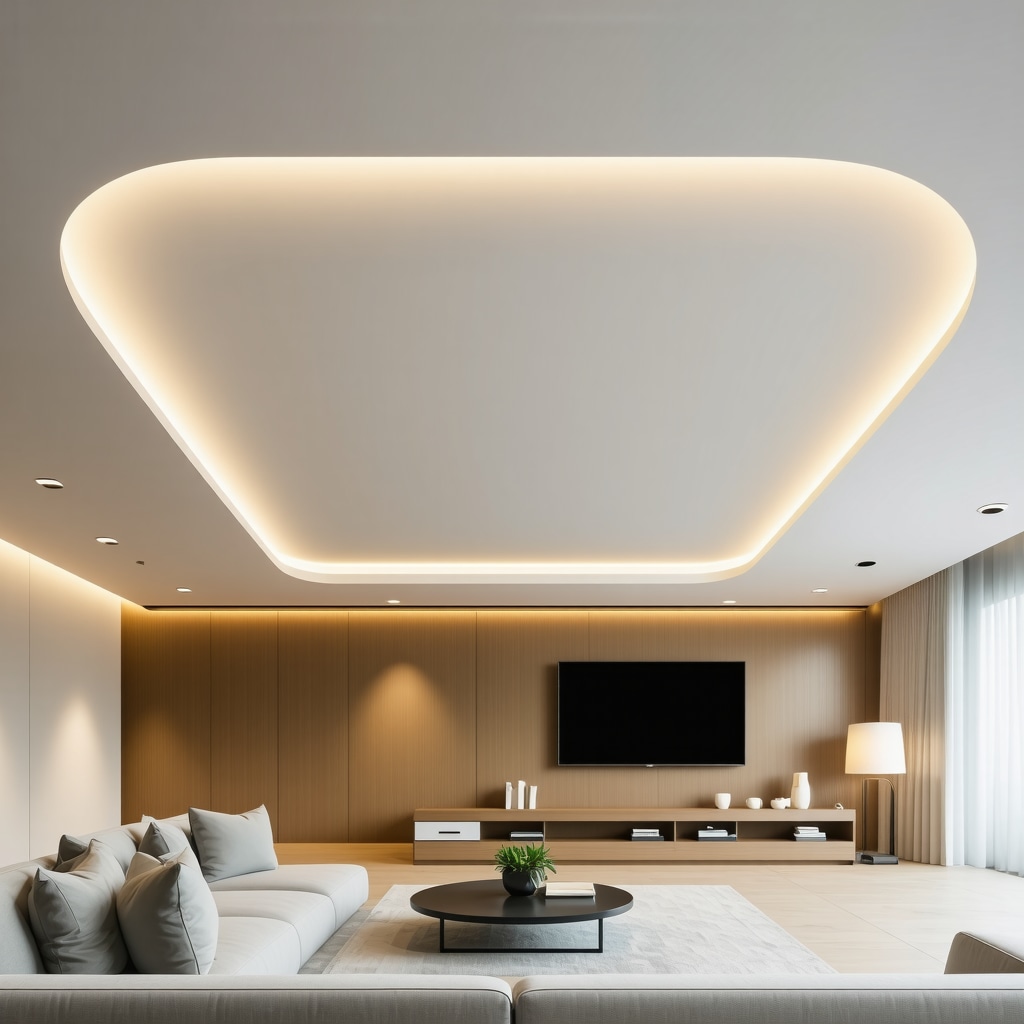 Modern ceiling with adjustable recessed lights integrated with smart home system