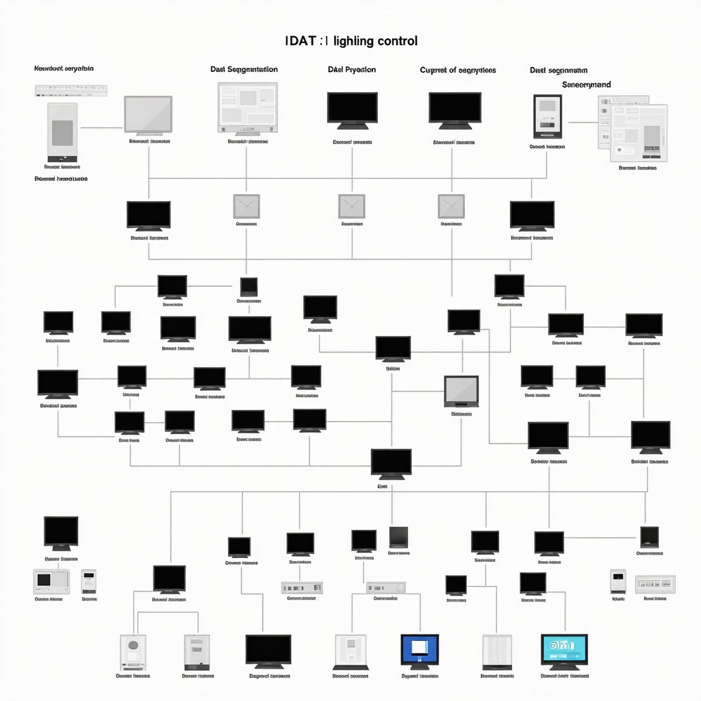 Schematic illustration of integrated DALI lighting system with IoT and cybersecurity features in a smart building