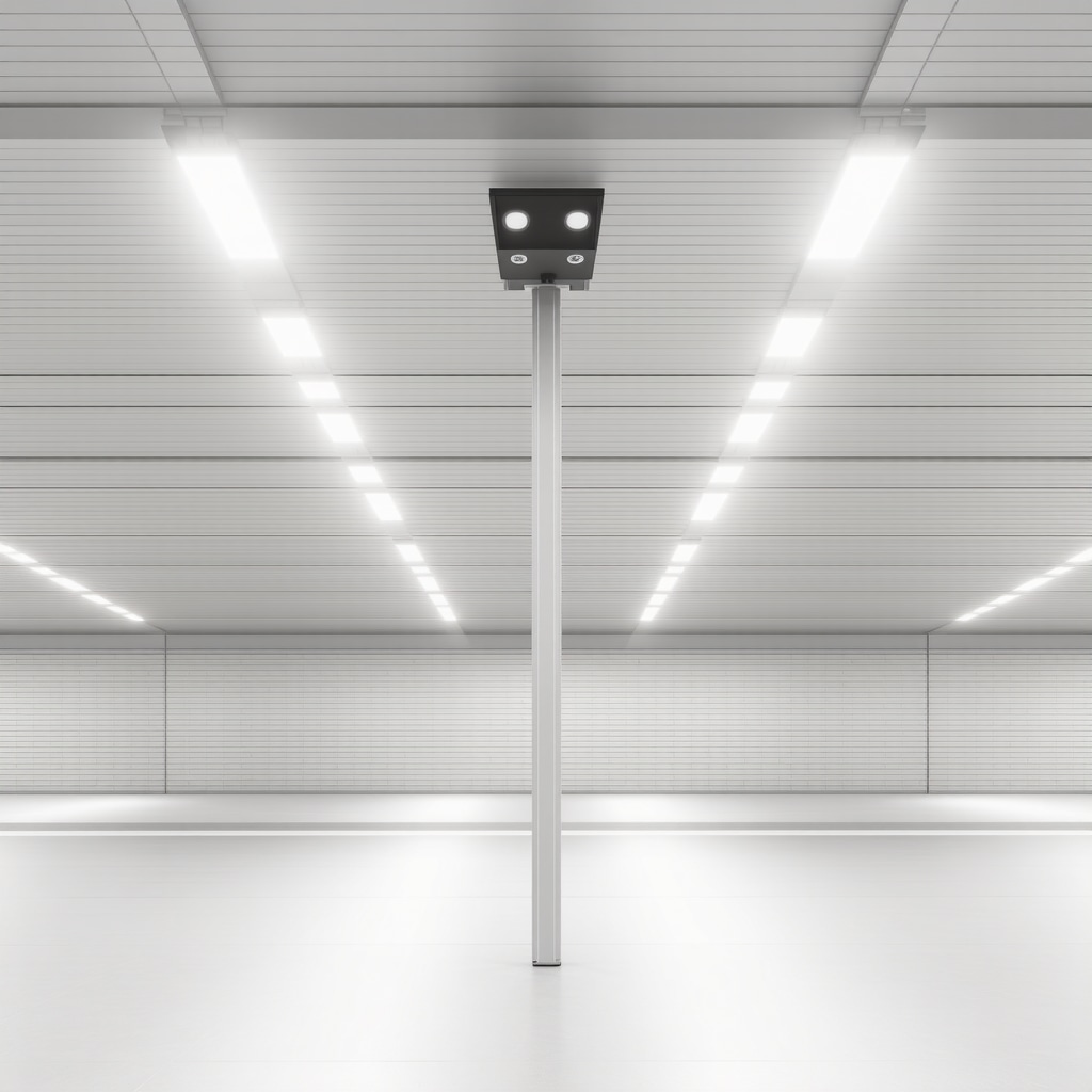 Close-up of a smart outdoor light fixture with visible weatherproof seals and components designed for IP protection