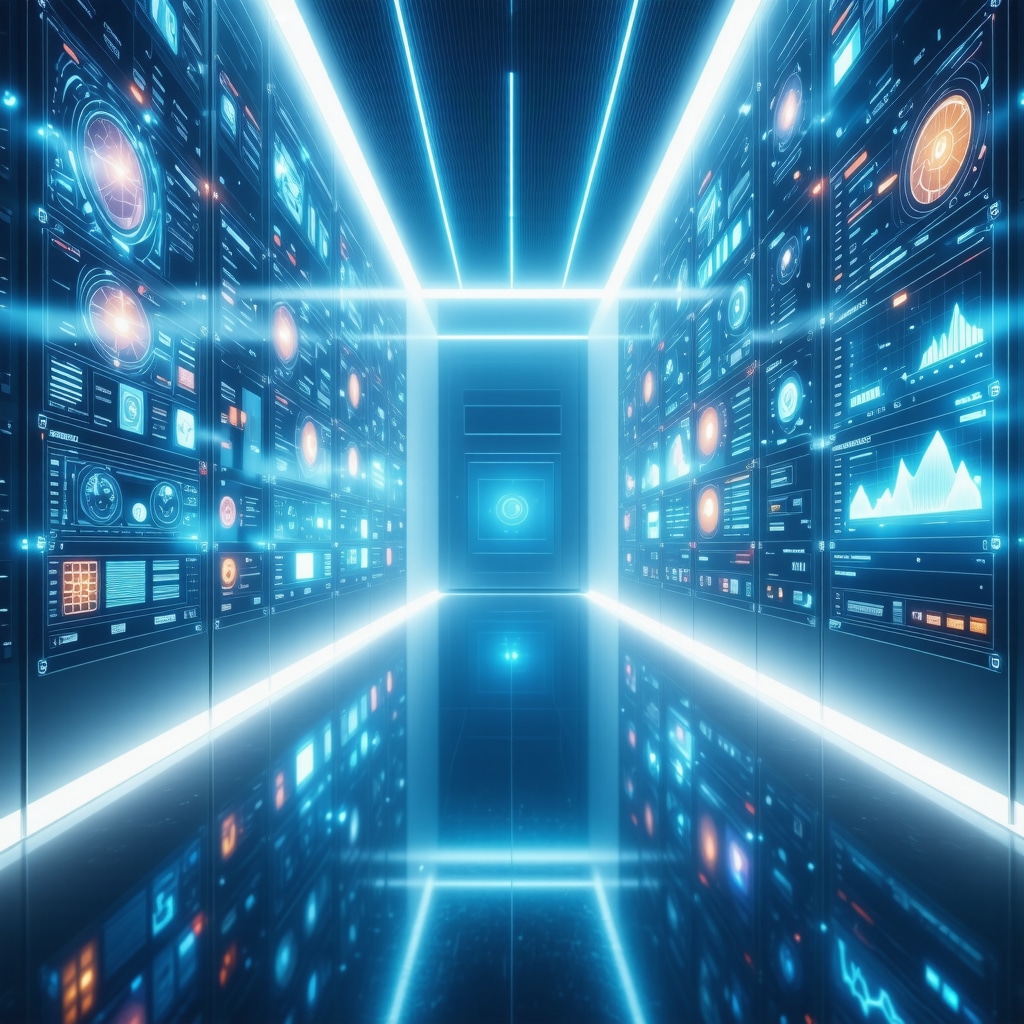 Futuristic indoor scene showing LED lighting controlled through IoT devices with dynamic adjustments