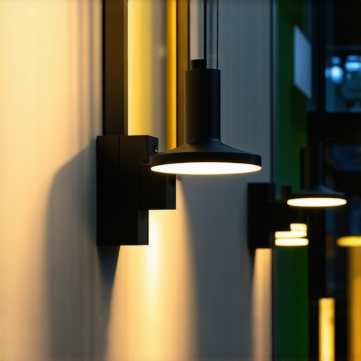 Modern outdoor lighting with sensors and smart controls at night