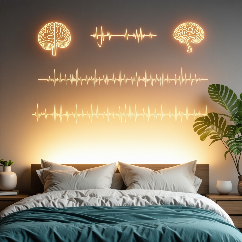 Modern bedroom with adjustable warm and cool LED lighting illustrating Kelvin color temperature effects on sleep