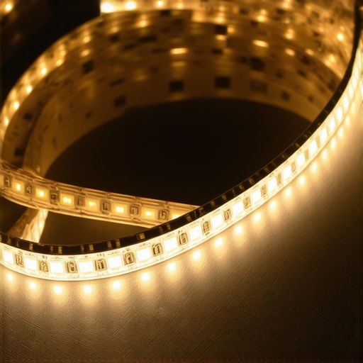Advanced LED Traka Installation Safety Close-up of professional LED strip installation showing safety features and tools in a modern home
