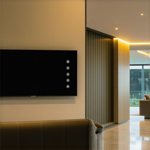 Modern control panel for smart lighting with automation features in a stylish home interior