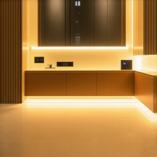 A modern home with advanced smart LED lighting system and automation control panel