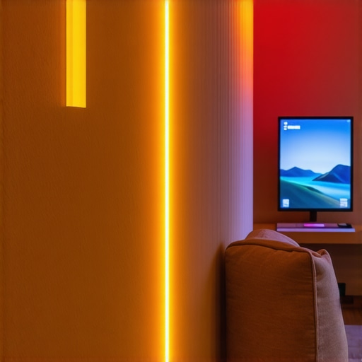 Interior of a modern smart home with customizable lighting system