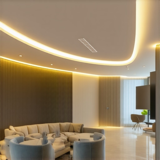 Stylish living room with modern LED lighting fixtures