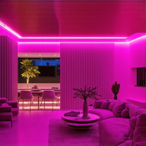 Modern LED lighting in living room Contemporary living room with LED lights creating a cozy atmosphere