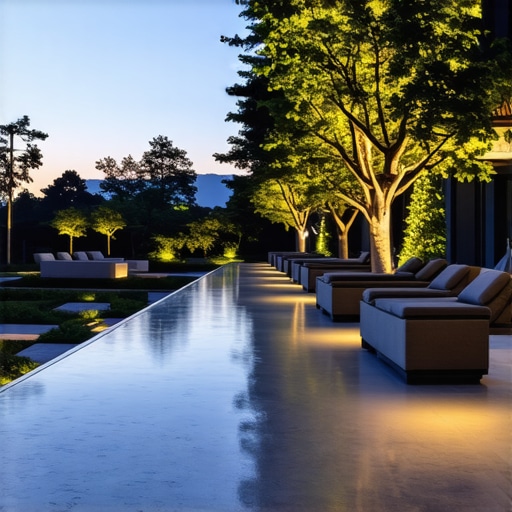 Modern garden lighting with smart technology Contemporary garden with smart outdoor lighting and stylish LED fixtures