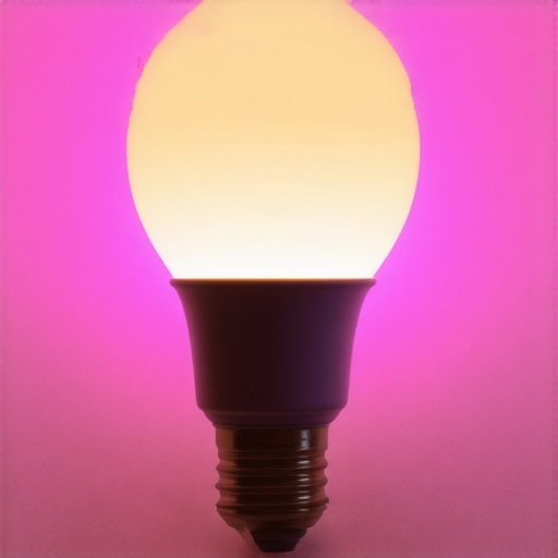 Modern smart LED bulb in a contemporary home setting Smart LED bulb glowing in a modern living room