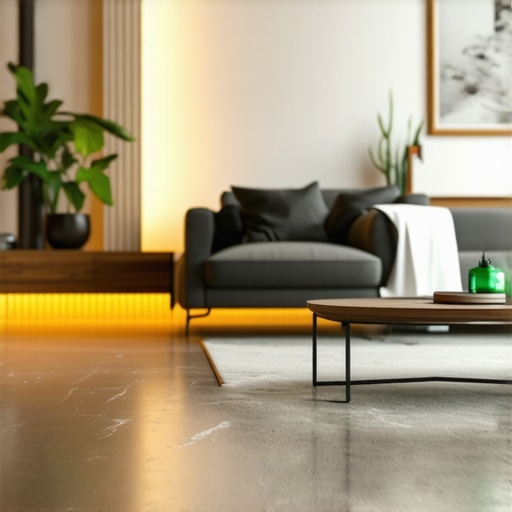 Personalized LED Lighting in Living Room Stylish living room with adjustable LED lighting demonstrating warm and cool tones