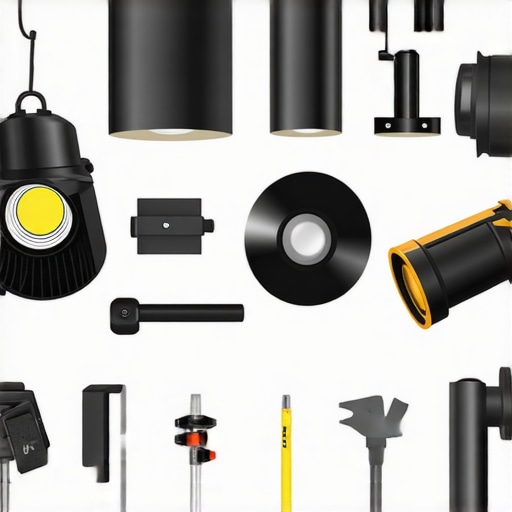 Professional lighting installation process. Electrician installing a modern chandelier with tools and safety gear.