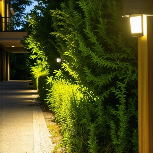 LED outdoor lighting fixtures installed in a garden