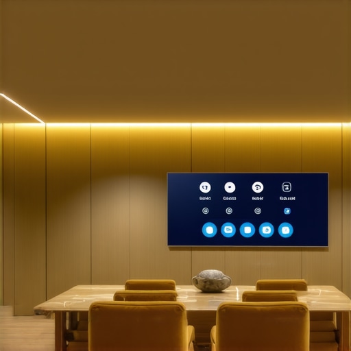 Smart Home Lighting Control System Interior of a modern smart home with advanced lighting control system