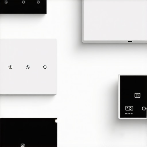 Close-up of modern LED lighting controls and smart home automation devices