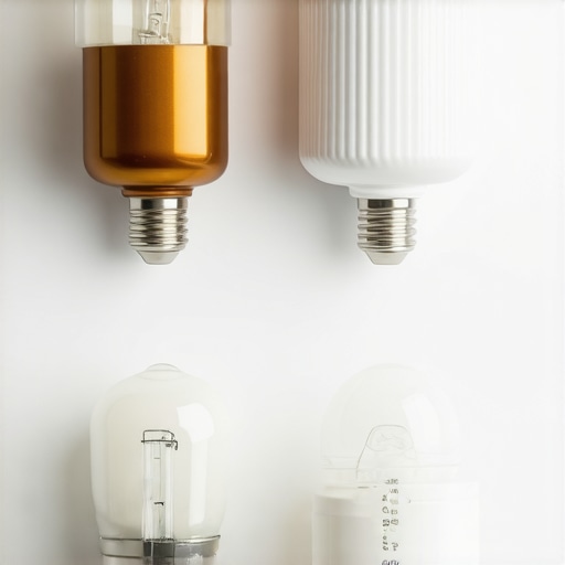 Different GU10 lamp holders made of ceramic and metal Close-up of ceramic and metal GU10 lamp holders showing texture and design differences