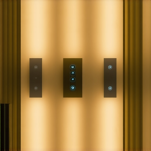 Futuristic smart home lighting system Interior of a modern smart home showcasing advanced lighting controls and ambient lighting