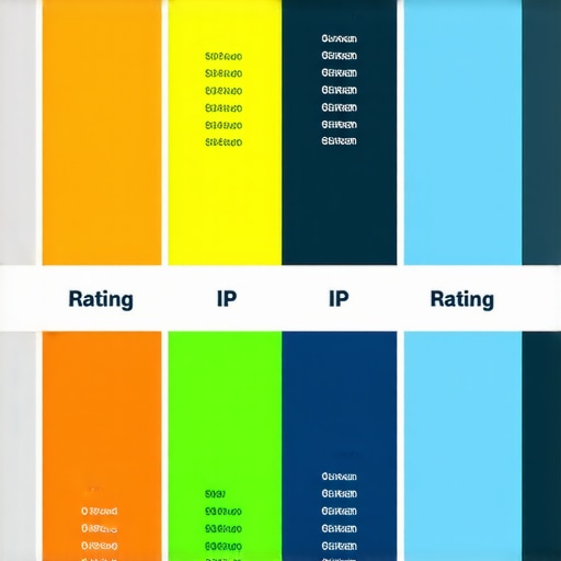 Infographic of IP Ratings for Outdoor Lighting Diagram illustrating various IP protection levels on outdoor lamps, showing their resistance to dust and water.