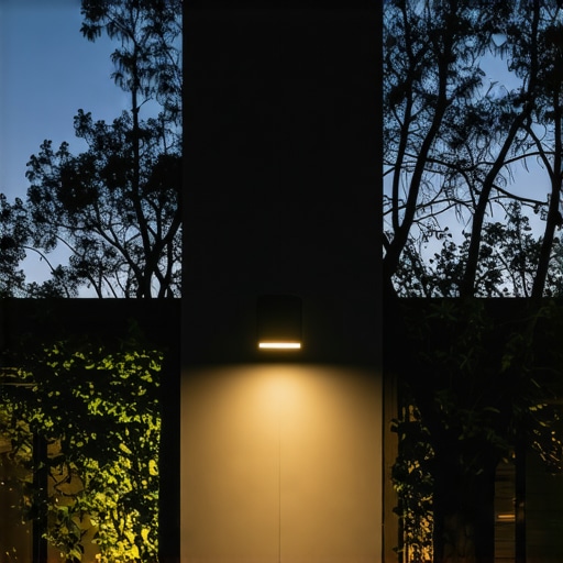 Modern Smart Outdoor Lighting System Advanced outdoor lighting with smart technology and sensors during evening