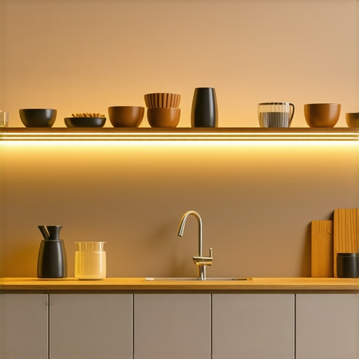 Modern kitchen LED lighting Contemporary kitchen illuminated with smart LED lighting with warm tones