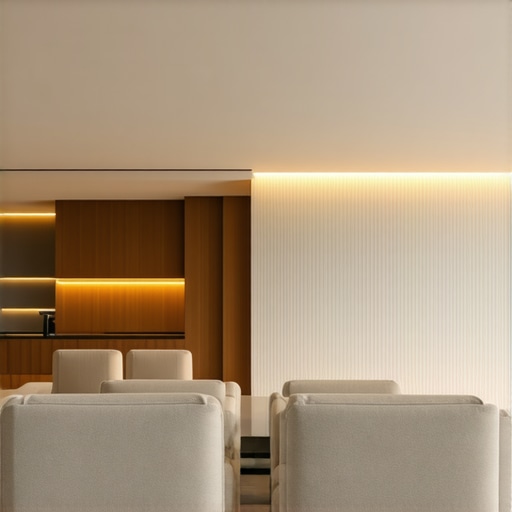 Personalized home lighting setup Modern living room with layered lighting creating cozy atmosphere
