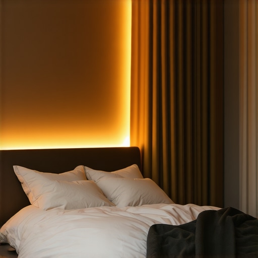 Relaxing bedroom with warm LED lighting Bedroom with adjustable warm LED lights creating cozy atmosphere