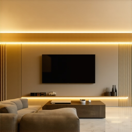 Složen sustav pametne rasvjete u modernom domu Detaljan prikaz integriranog sustava LED rasvjete s pametnim kontrolama i raznolikim elementima u elegantnom interijeru