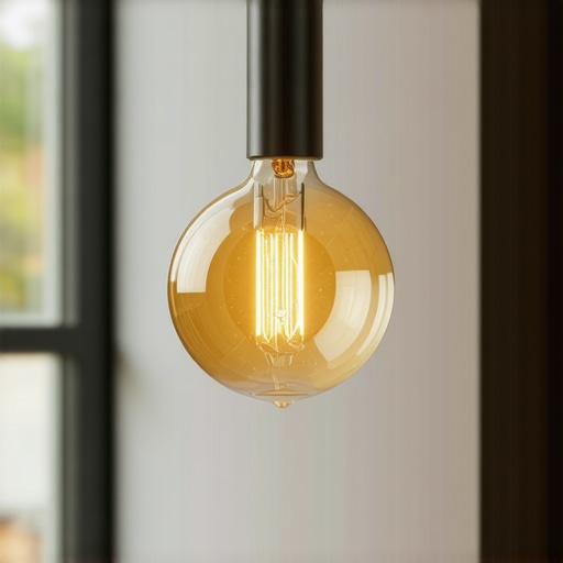 Elegant Gu10 LED bulb in home environment Close-up of a modern Gu10 LED bulb in a stylish home setting