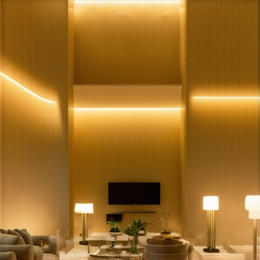 Funkcionalno i sofisticirano osvjetljenje dnevnog boravka Moderno osvjetljenje dnevnog boravka s slojevima svjetla i pametnim kontrolama