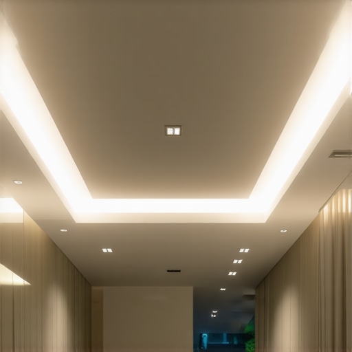 Modern LED lighting system with smart controls Smart LED lighting installation in modern home interior