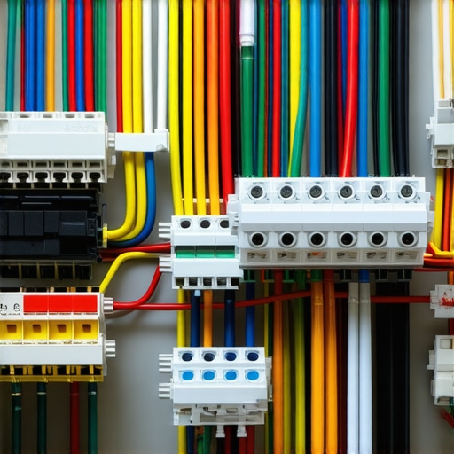 Modern electrical wiring and lighting components Close-up of electrical wiring and lighting components in a modern home