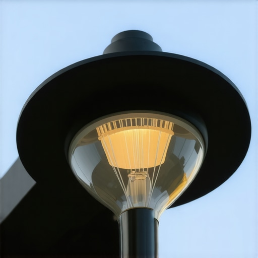 Close-up of outdoor LED fixture with protective IP65 fitting