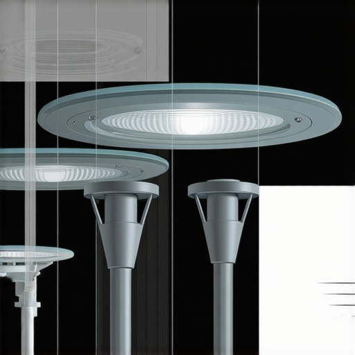 Outdoor lighting with diverse IP ratings in environmental settings Outdoor lighting fixtures demonstrating different IP protection levels in various weather conditions