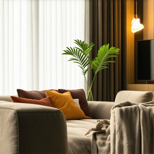 Cozy living room with smart lighting adjusting color temperature