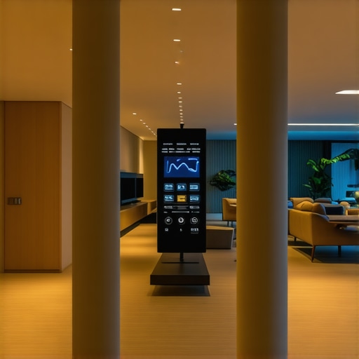 Smart Home LED Lighting Control Interior of a modern home with customizable LED lights and smart controllers