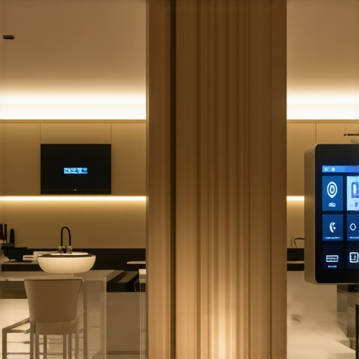 Smart Home Lighting System Futuristic smart home interior with advanced lighting control and ambient lighting
