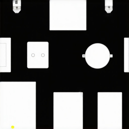 Smart Home Lighting System Illustration of a modern smart home lighting setup with dimmers and automation features.