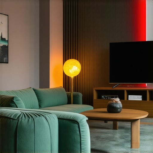 Stylish LED lighting in a contemporary living room Interior of a modern living room illuminated with energy-efficient LED lights