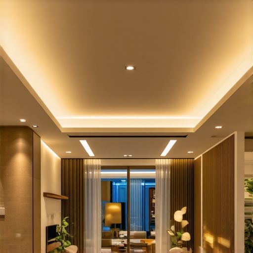 Stylish modern ceiling lighting Modern living room with ceiling lights and ambient lighting