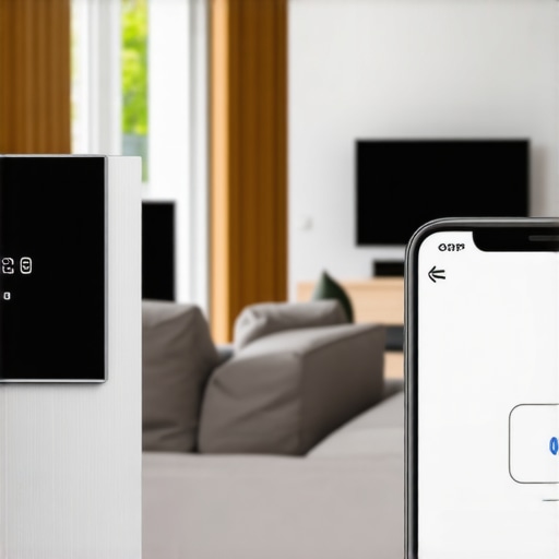 Slika modernog pametnog dimera AuraHome Connect s dodirnim zaslonom u dnevnoj sobi, prikazuje integraciju s pametnim domom.