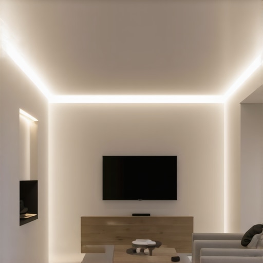 Ugradbeni EGLO Connect Smart LED panel u stropu moderne dnevne sobe, emitira ugodnu rasvjetu.