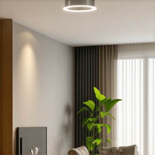 Modern living room with Eglo Townshend smart LED ceiling light
