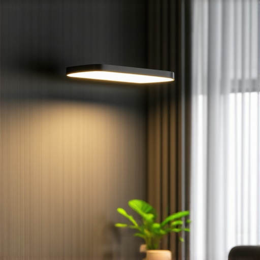 Modern living room with Eglo Townshend smart light fixture