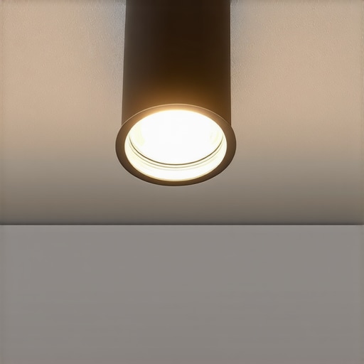 Modern GU10 LED spotlight emitting a concentrated beam, ideal for accentuating features in a contemporary living space.