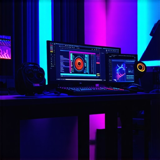 Colorful LED strip lighting installed in a gaming room