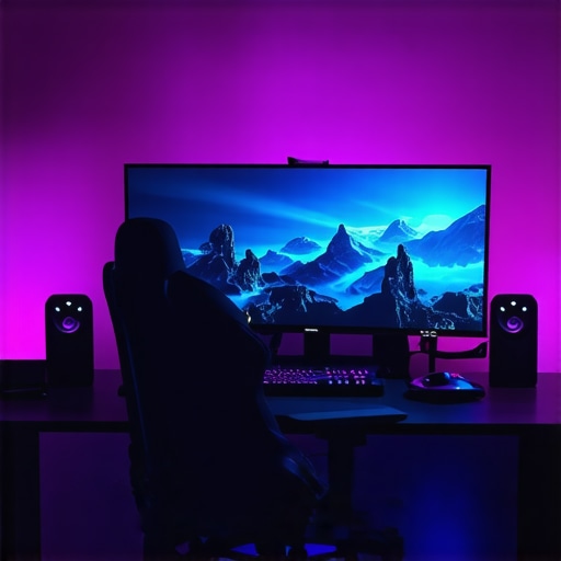 Colorful LED strip lighting in gaming setup
