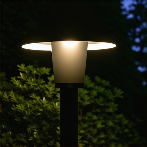 LEONLITE Solar Outdoor Light in Garden LEONLITE solar outdoor light illuminating garden path at night.