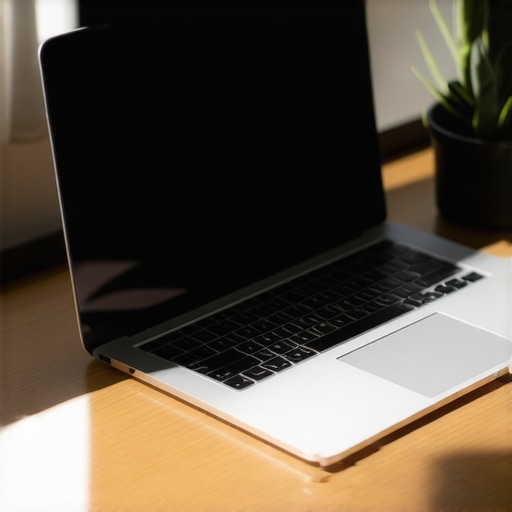 MacBook Air M2 on Desk Sleek MacBook Air M2 laptop on a clean desk under natural light.