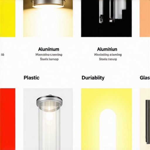 Material Durability Comparison for Outdoor Lighting Comparison chart showing durability of aluminum, plastic, and glass in outdoor lighting fixtures.