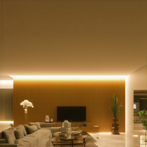 Modern Living Room with LED Ugradbena Rasvjeta Elegant living room illuminated with Philips Hue Inara and Osram LED-Deck lighting